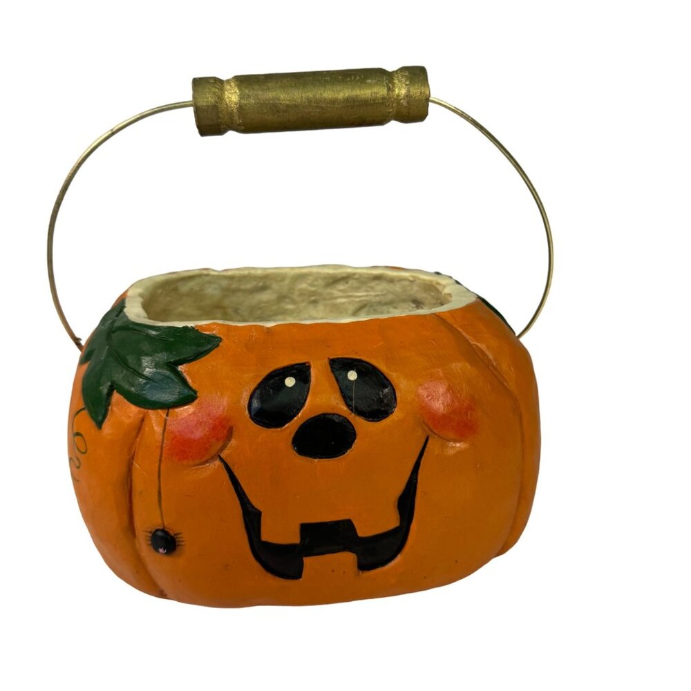 Eddie Walker Pumpkin Candy Bag Jack O' Lantern Bowl Holder Halloween Vintage